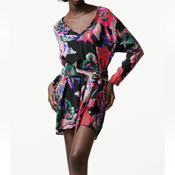 Zara Dresses & Skirts - Zara Floral Multicoloured Mini Dress